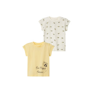 lupilu® Dívčí triko s BIO bavlnou, 2 kusy (62/68, bílá/žlutá)