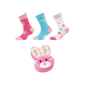 Fun Socks Dětské ponožky, 3 páry (23-28, růžová/zajíc)