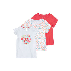 lupilu® Dívčí triko, 3 kusy (child#female#ne, 86/92, bílá srdce / bílá vzorovaná / červená)