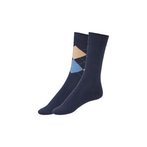 LIVERGY® Pánské ponožky s BIO bavlnou, 2 páry (43/46, vzor / navy modrá)