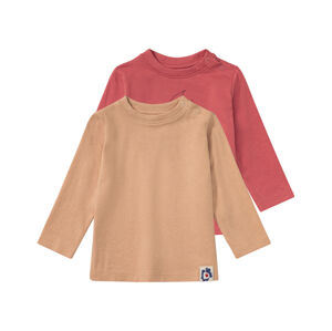 lupilu® Dětské triko s dlouhými rukávy s BIO bavlnou, 2 kusy (86/92, červená / světle hnědá)
