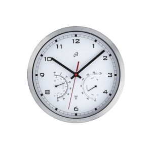 AURIOL® Nástěnné hodiny s ukazatelem teploty a v (stříbrná/bílá)