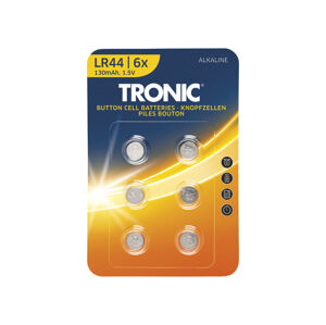 TRONIC® Knoflíkové baterie, 6 kusů (Alkaline LR 44)