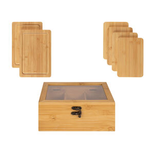 ERNESTO® Sada kuchyňských bambusových prkének / Bambusový box na čaj