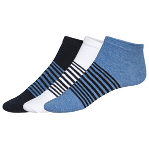LIVERGY® Pánské nízké ponožky s BIO bavlnou, 3 páry (39/42, modrá/bílá)