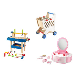 Playtive Dřevěný toaletní stolek / Nákupní vozík