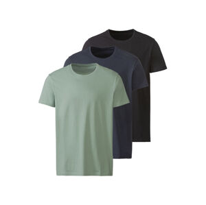 LIVERGY® Pánské triko, 3 kusy (L (52/54), zelená / námořnická modrá / černá)