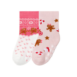 lupilu® Dívčí vánoční termo ponožky, 2 páry (child 2 years onwards#female, 19/22, světle růžová)