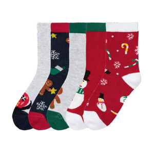 pepperts!® Dětské vánoční ponožky s BIO bavlnou, 5 párů (child 2 years onwards#male, 23/26, vzor / šedá / navy modrá / červená)