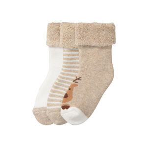 lupilu® Dětské ponožky s BIO bavlnou, 3 páry (19/22, béžová/bílá/pruhy)