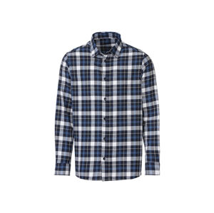 LIVERGY® Pánská flanelová košile (L (41/42), navy modrá / bílá / modrá)