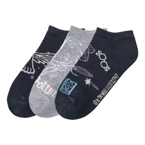 Dívčí nízké ponožky Harry Potter, 3 páry (39/42, navy modrá / šedá)