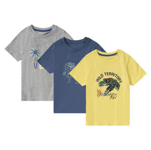 lupilu® Chlapecké triko, 3 kusy (110/116, žlutá/šedá/modrá)