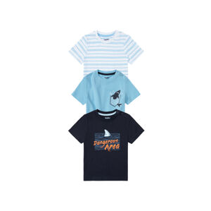 lupilu® Chlapecké triko, 3 kusy (child#male#ne, 86/92, pruhy / navy modrá / modrá)