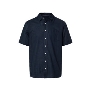 LIVERGY® Pánská lněná košile (S (37/38), námořnická modrá)