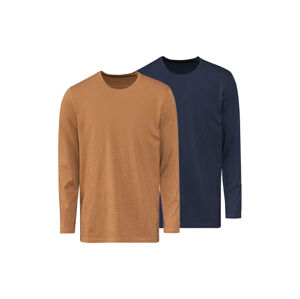 LIVERGY® Pánské triko s dlouhými rukávy, 2 kusy (adult#male#ne, L (52/54), tmavě modrá / hnědá)