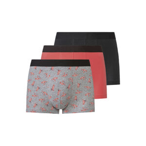 LIVERGY® Pánské boxerky, 3 kusy (6/L, černá/šedá/růžová)