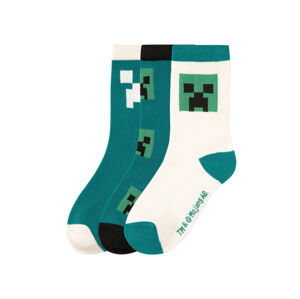 Minecraft Dětské ponožky, 3 páry (27/30, bílá/zelená/zelená)