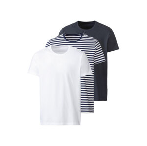LIVERGY® Pánské triko, 3 kusy (S (44/46), pruhy / námořnická modrá / bílá)
