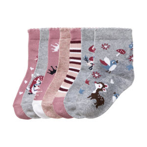 lupilu® Dívčí ponožky s BIO bavlnou, 7 párů  (23/26, růžová/šedá/borůvková)