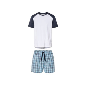 LIVERGY® Pánské pyžamo s BIO bavlnou (XL (56/58), bílá/modrá)