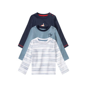 lupilu® Dětské triko s dlouhými rukávy BIO, 3 ku (baby/infant#Žádný údaj, 74/80, bílá/námořnická modrá/modrá)