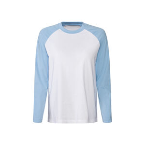 esmara® Dámské triko s dlouhými rukávy (XL (48/50), modrá/bílá)