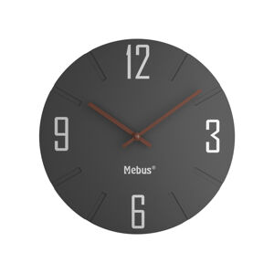 MEBUS Nástěnné hodiny (tmavě šedá/dřevo)