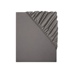 LIVARNO home Saténové napínací prostěradlo, 180-200 x 200 cm (tmavě šedá)