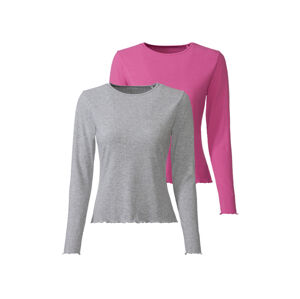 esmara® Dámské triko s dlouhými rukávy, 2 kusy (adult#female, XS (32/34), růžová/šedá)