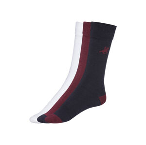 LIVERGY® U. S. Grand Polo Pánské ponožky, 3 páry (43/46, navy modrá / bordó / bílá)