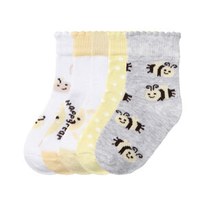 lupilu® Dívčí ponožky s BIO bavlnou, 5 párů (15/18, bílá/žlutá/zelená/šedá )