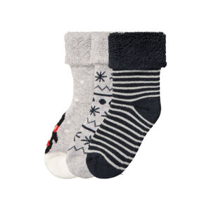 lupilu® Dětské ponožky s BIO bavlnou, 3 páry (11/14, šedá / bílá / navy modrá / pruhy)