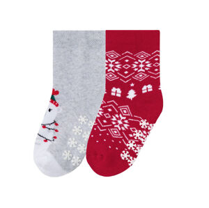 lupilu® Dívčí vánoční termo ponožky, 2 páry (child 2 years onwards#female, 31/34, červená)