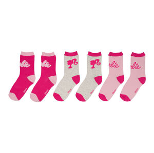 Barbie Dívčí ponožky, 3 páry (27/30, šedá/růžová)