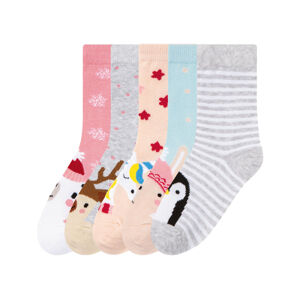 pepperts!® Dívčí vánoční ponožky, 5 párů (child 2 years onwards#female, 35/38, růžová/šedá/modrá)