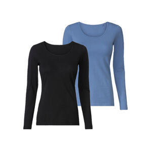 esmara® Dámské triko s dlouhými rukávy (XS (32/34), černá / světle modrá)