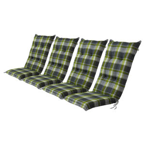 Sada potahů na židli / křeslo Valencia, 120 x 50 x 8 cm, 4dílná, káro / zelená / šedá