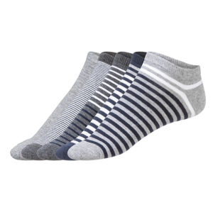 LIVERGY® Pánské nízké ponožky, 5 párů  (39/42, pruhovaná/šedá/tmavě modrá)