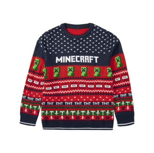 Minecraft Chlapecký vánoční svetr (122/128, červená)