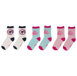 Barbie Dívčí ponožky, 3 páry (35/38, světle modrá / bílá)
