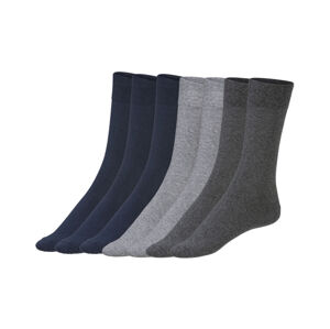 LIVERGY® Pánské ponožky s BIO bavlnou, 7 párů  (39/42, šedá / navy modrá)