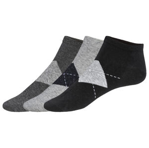 LIVERGY® Pánské nízké ponožky s BIO bavlnou, 3 páry (43/46, černá/šedá)