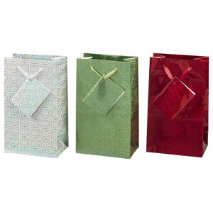 crelando® Sada dárkových tašek, 3dílná / 6dílná (stříbrná, zelená, červená, 3dílná sada)
