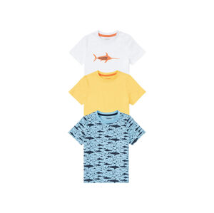 lupilu® Chlapecké triko, 3 kusy (child#male#ne, 98/104, vzor/bílá/žlutá)