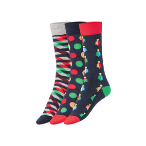 Fun Socks Dámské / Pánské ponožky, 3 páry (adult#unisex, 36/40, modrá/pruhy/puntíky)