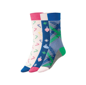 Fun Socks Dámské / Pánské ponožky, 3 páry (adult#unisex, 36/40, růžová/modrá/vzorovaná)