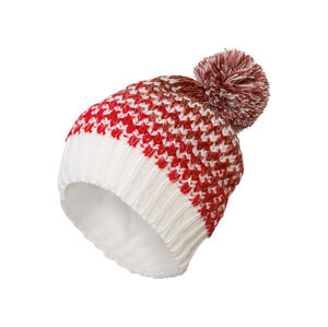 CRIVIT Dámská / Pánská pletená čepice (adult#unisex, univerzální velikost, červená/růžová/bílá)