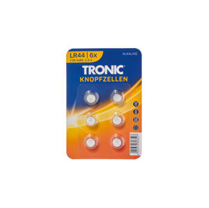 TRONIC® Knoflíkové baterie, 6 kusů (alkalické baterie LR44 )