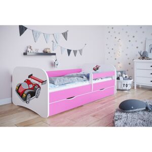 Kocot kids Dětská postel Babydreams závodní auto růžová, varianta 80x160, bez šuplíků, bez matrace